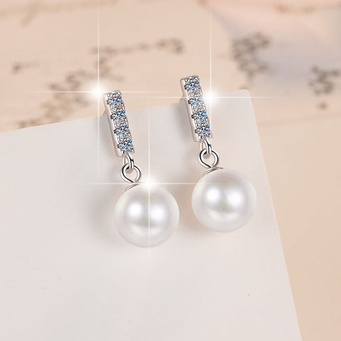 Pearl Drop Zirconia Stud Earring